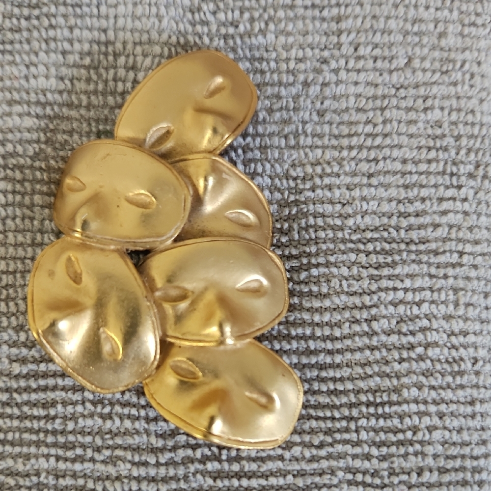 Vintage gold-toned metal stacked theater mask brooch